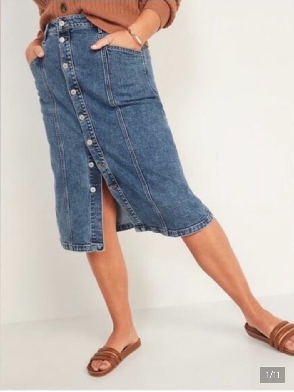 Old Navy High-Rise Button Front Denim Skirt, SZ. 10, NWOT